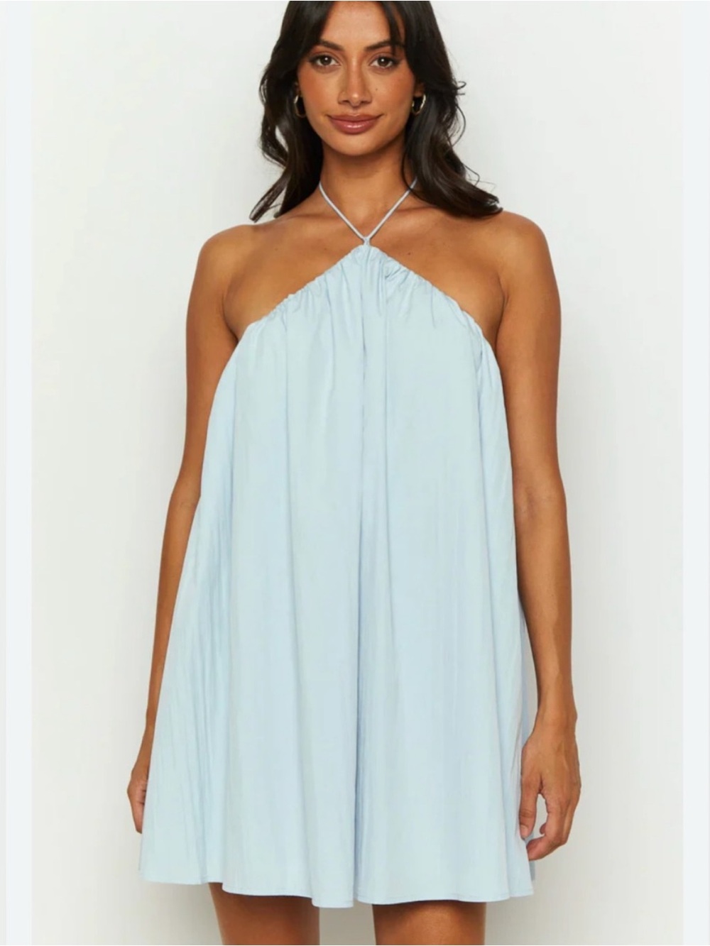 Halter Mini Dress in Light Blue